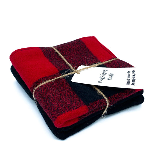 Wash Cloth - Regular - Red and Black Plaid and Solid Black