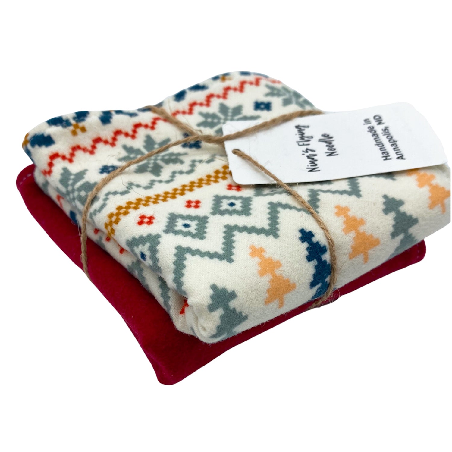 Wash Cloth - Regular - Christmas Trees and Solid Red – Nina's Flying Needle