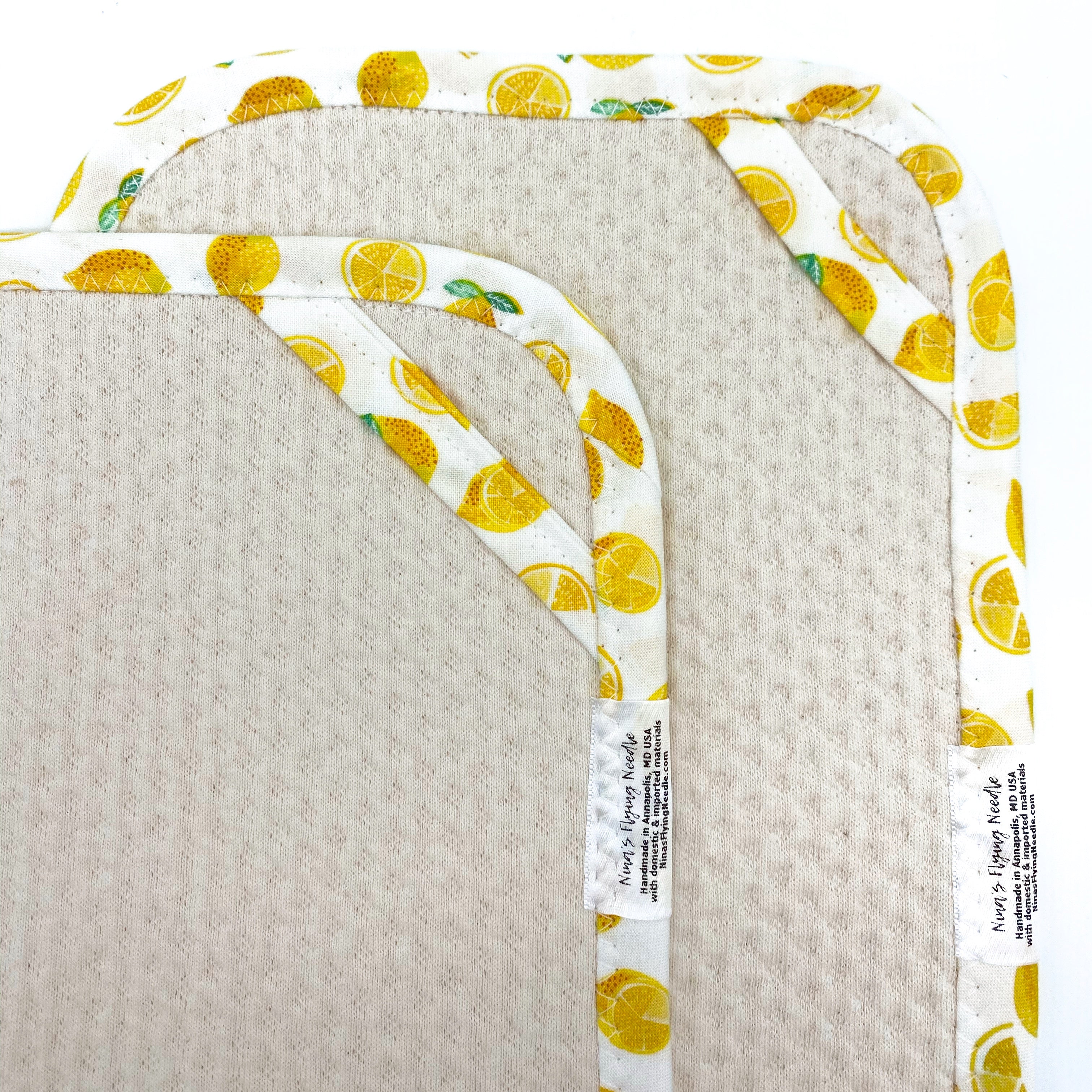 Set of 2 Reusable STANDARD Paper Towels - Lemons