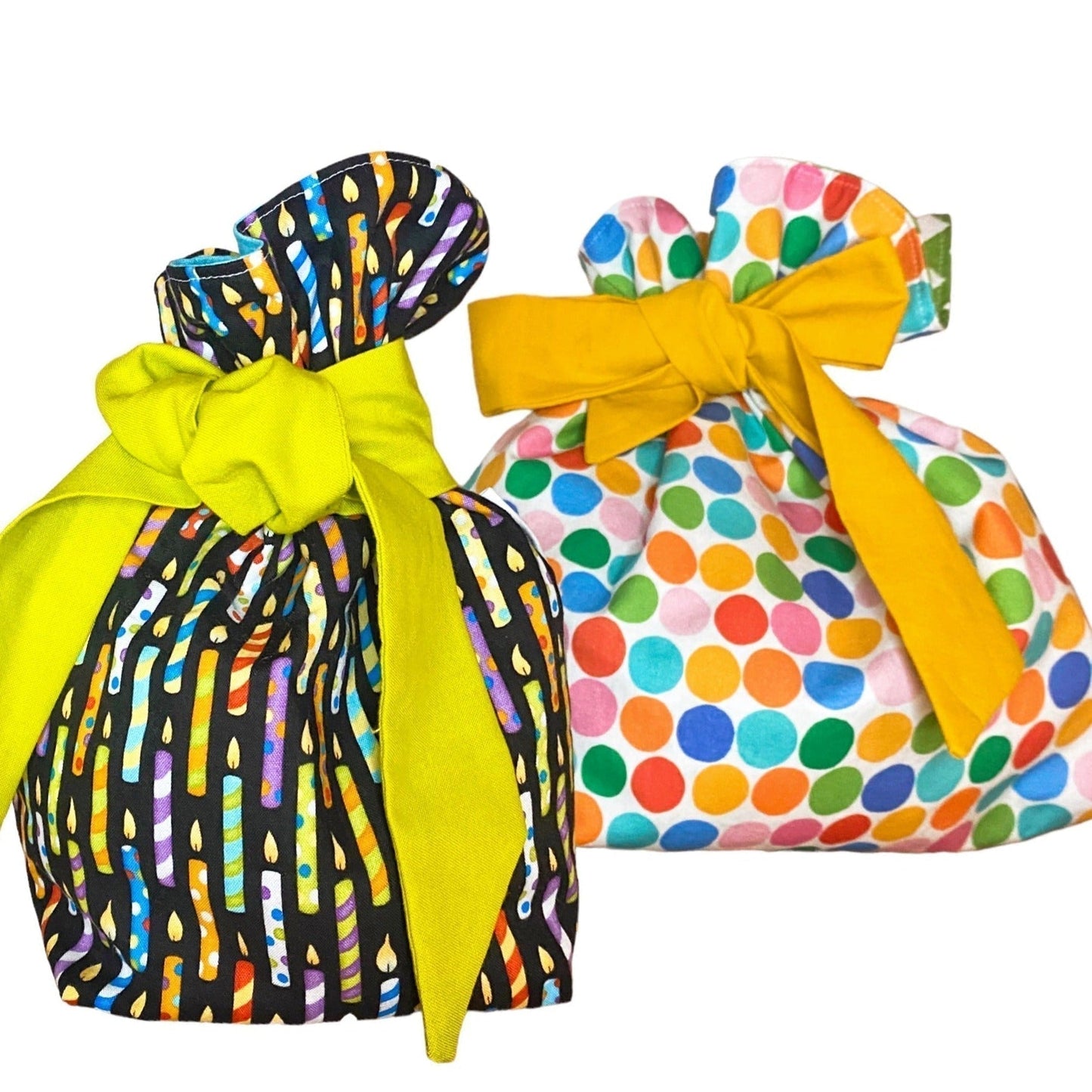 Just Right Gift Bag - Birthday Candles on Red - Green/Yellow