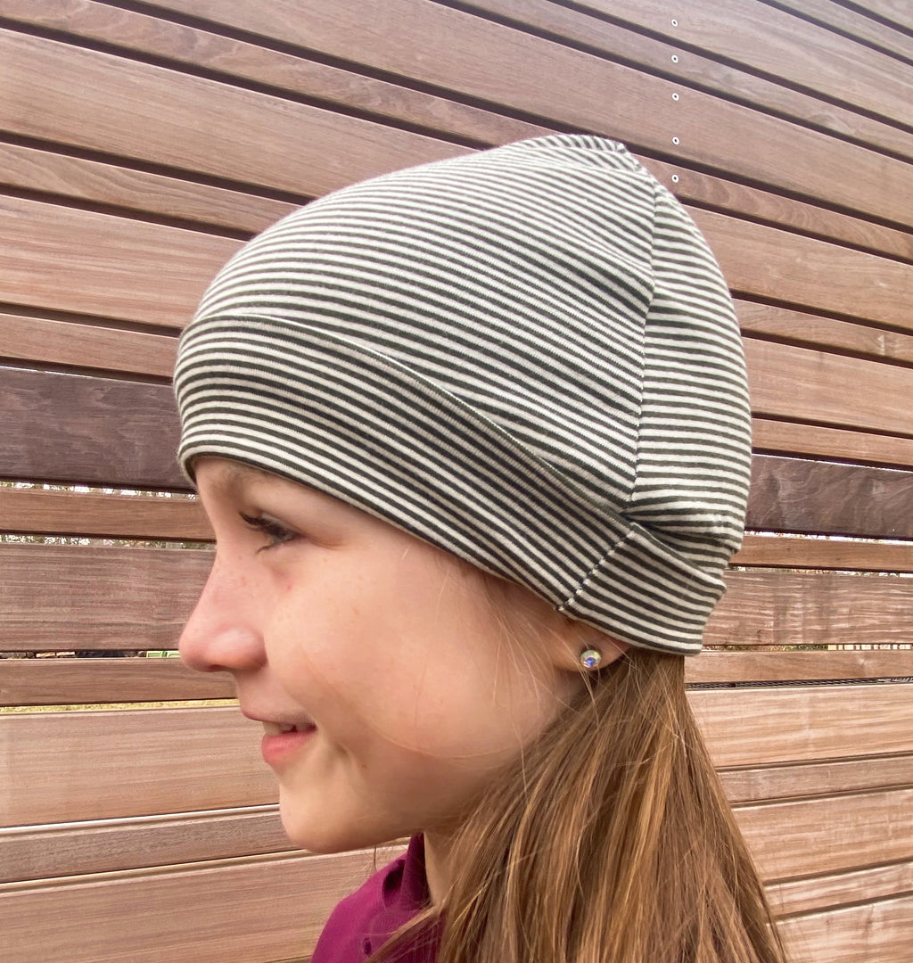 Beanie Hat in Big Kid: Stripes Rainbow