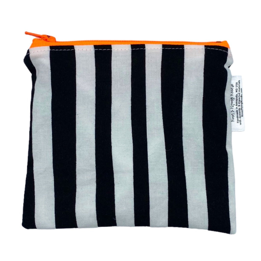 Toddler Sized Reusable Zippered Bag Stripes Wonky Black and White