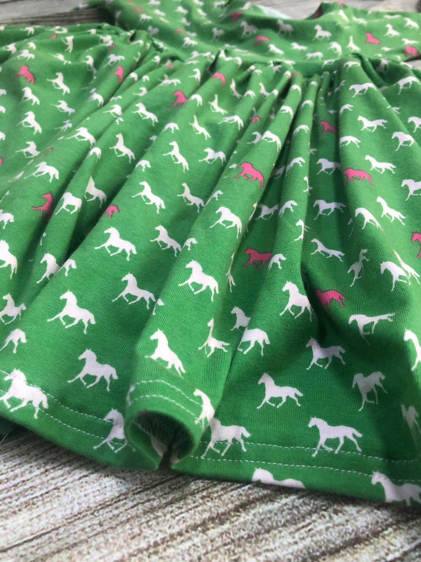 Playful Twirl Dress Size 4T - Horses on Green - Sample Sale
