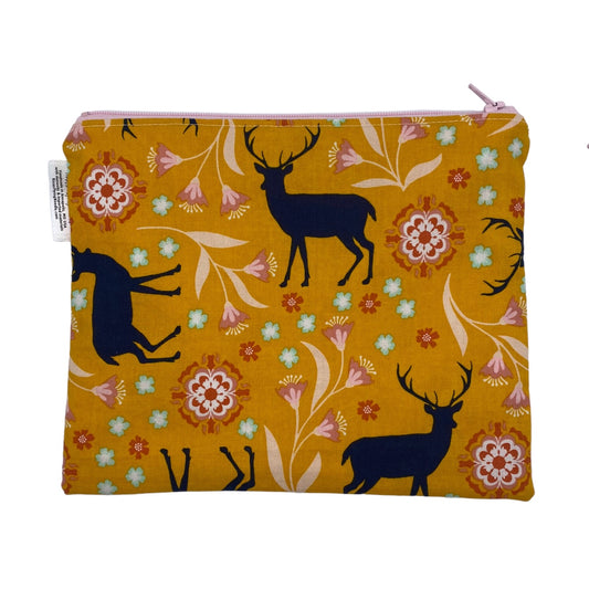 Sandwich Sized Reusable Zippered Bag Deer and Floral