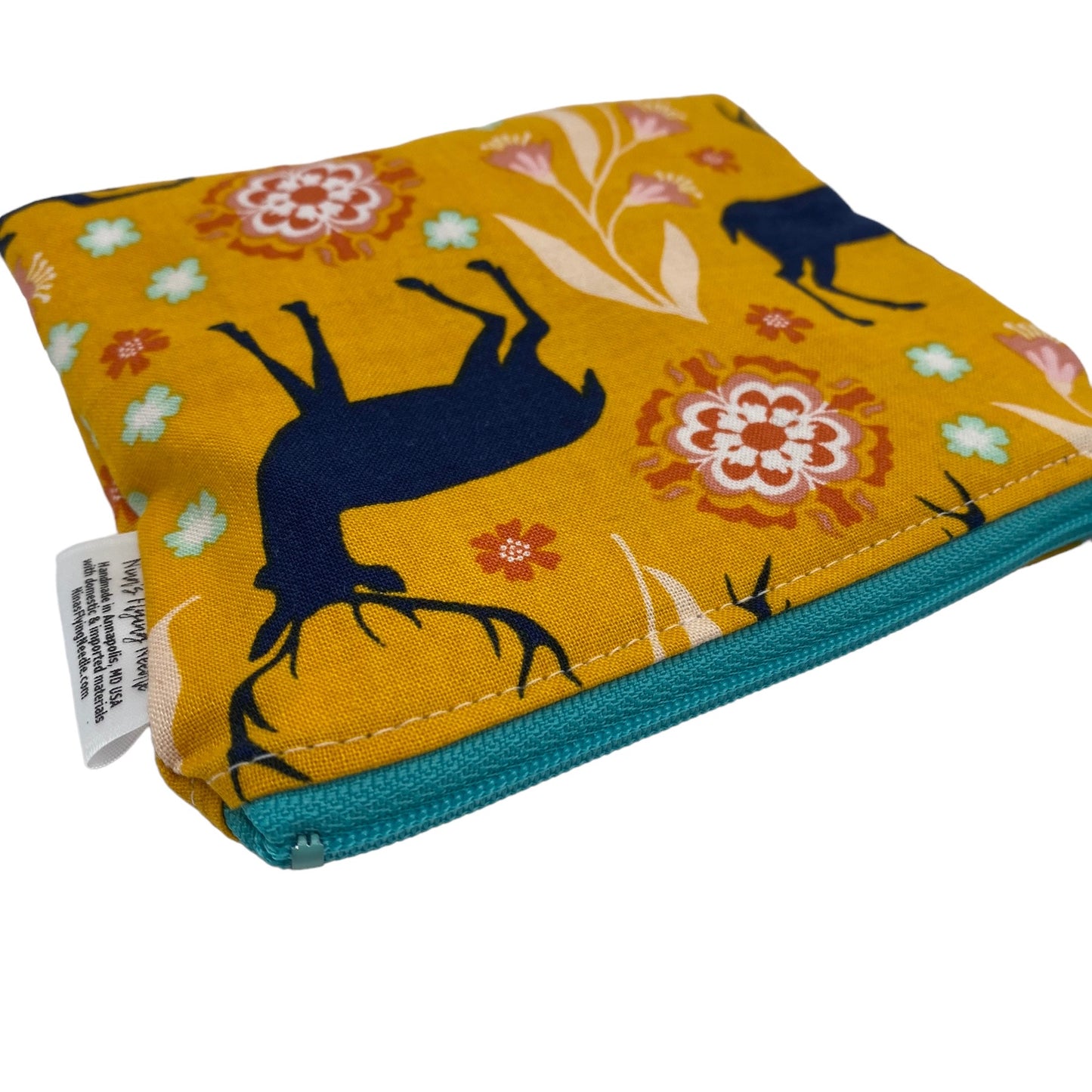 Toddler Sized Reusable Zippered Bag Deer and Floral