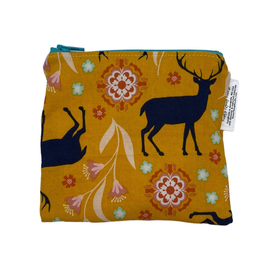 Toddler Sized Reusable Zippered Bag Deer and Floral