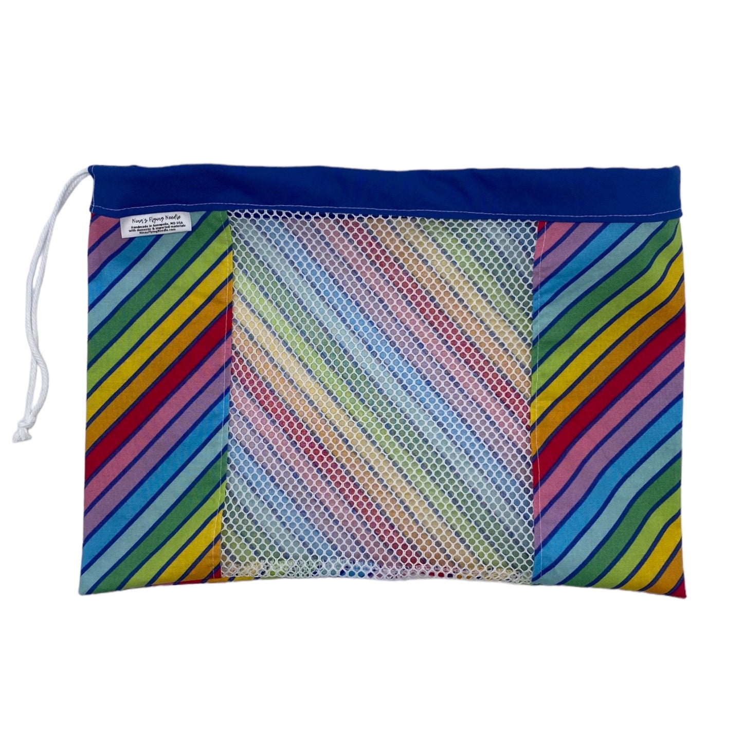 Medium Produce Bag Rainbow Stripes Bias