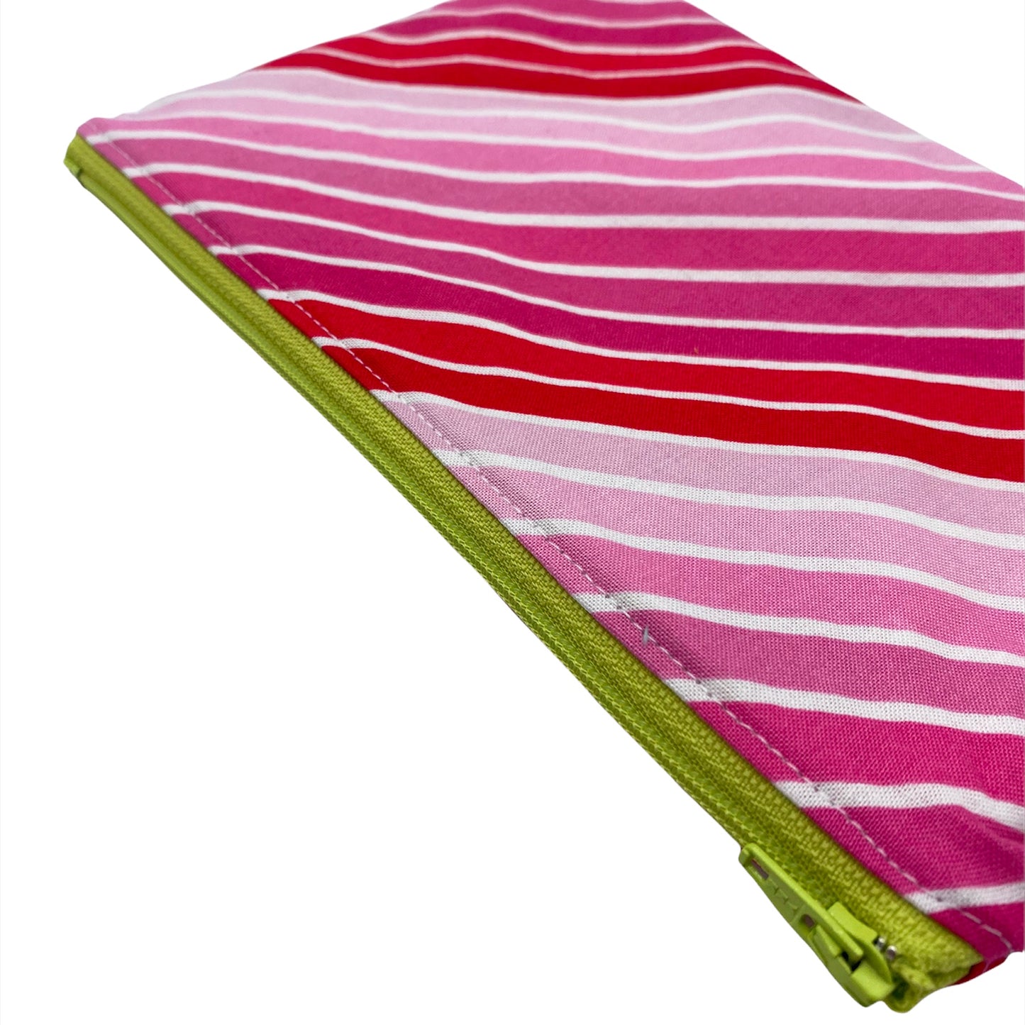Snack Sized Reusable Zippered Bag Stripes Bias Pink Ombre