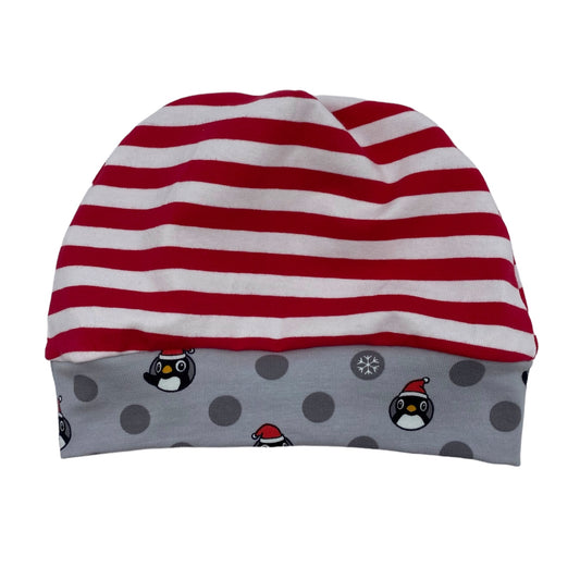 Beanie Hat in Little Kid: Stripes with Santa Penguins