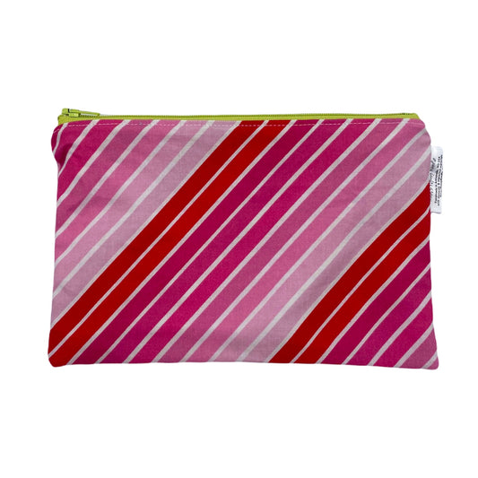 Snack Sized Reusable Zippered Bag Stripes Bias Pink Ombre