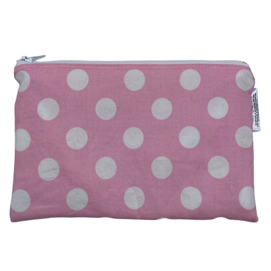 Snack Sized Reusable Zippered Bag Polka Dots Baby Pink