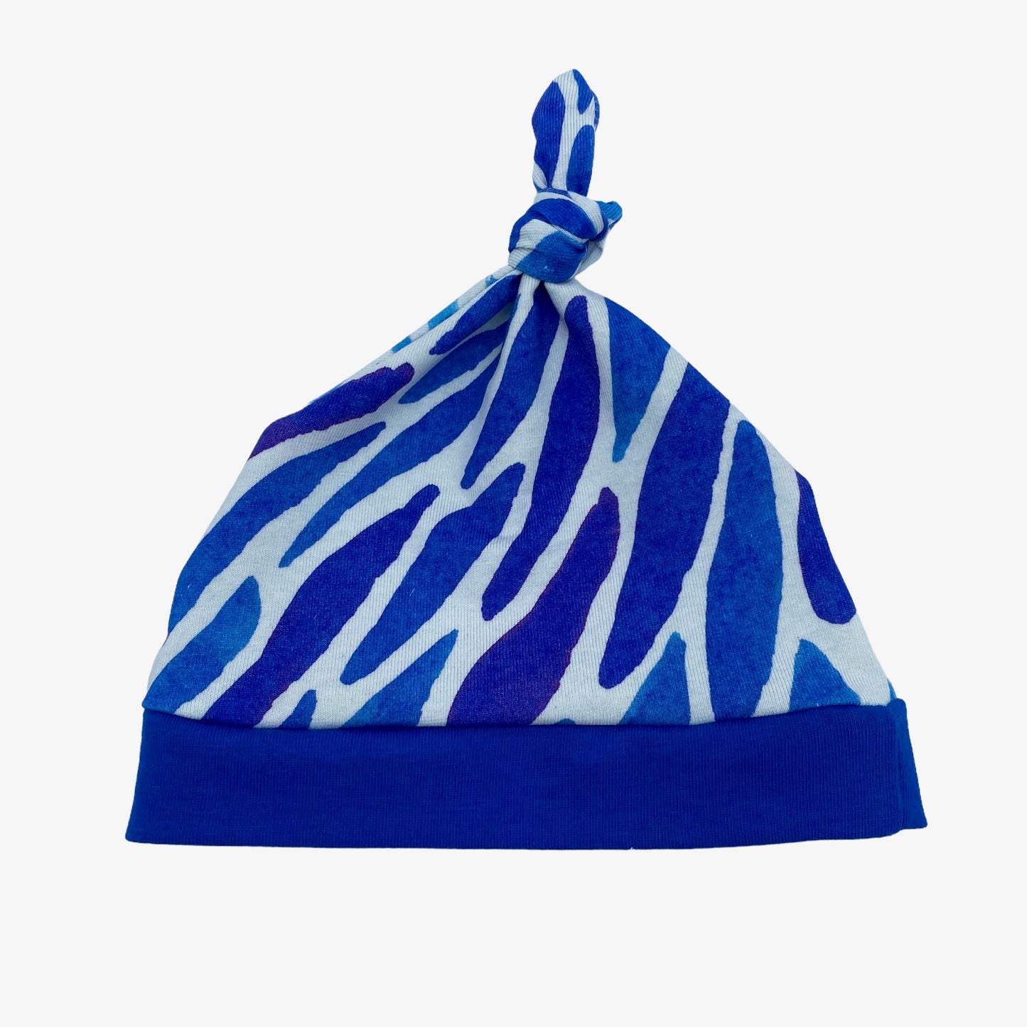 Knot Hat in Newborn: Solid Blue with Stripes